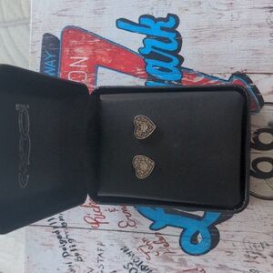 Harley Davidson silver Heart stud earrings. New with Tags